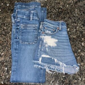 American Eagle Denim Bottoms, 1 pair of Jeans, 1 pair of shorts, size 2